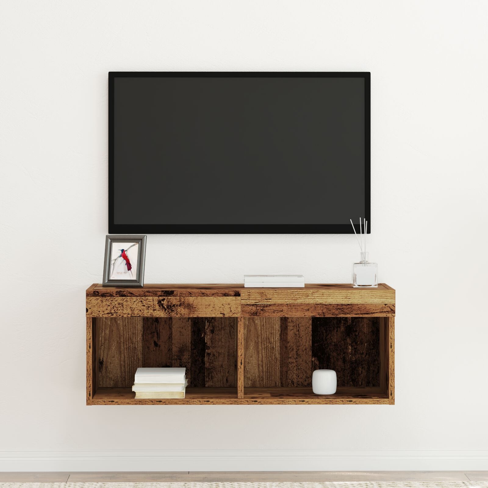 Tv Wandkast Met Led Verlichting 1 Oude hout