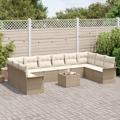11-Delige Tuin Sofa Set Met Kussens Bruin Poly Rattan