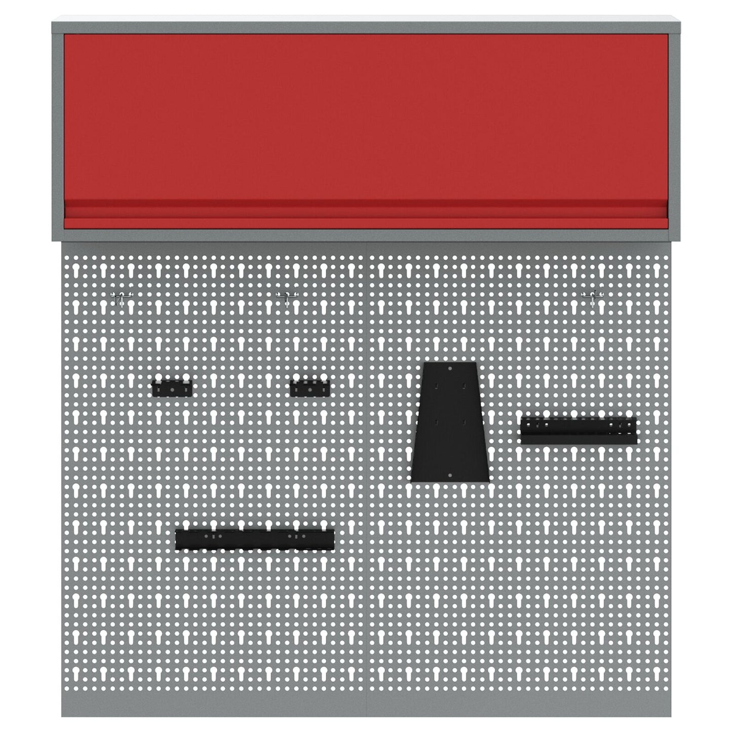 3-Delige Gereedschapskast En Pegboard Set Wandmontage Rode Metaal
