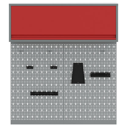 3-Delige Gereedschapskast En Pegboard Set Wandmontage Rode Metaal