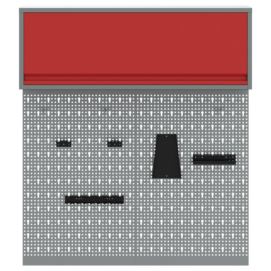 3-Delige Gereedschapskast En Pegboard Set Wandmontage Rode Metaal