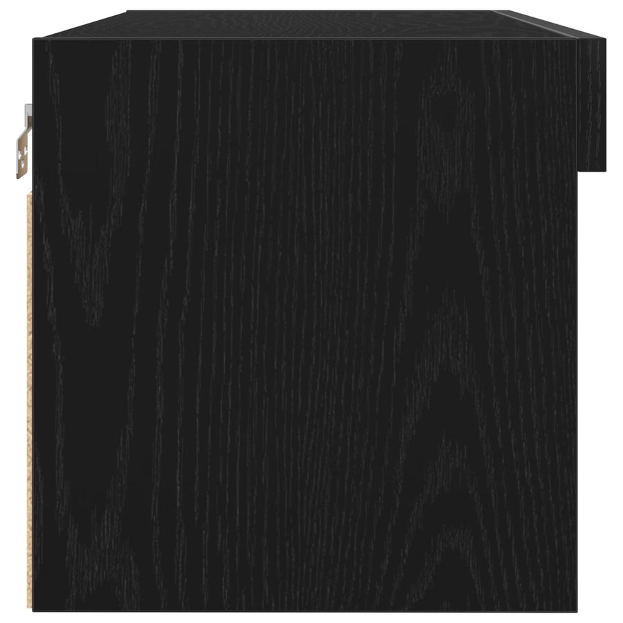 Tv Wandkast Met Led-Verlichting Hout 1 Zwart eiken