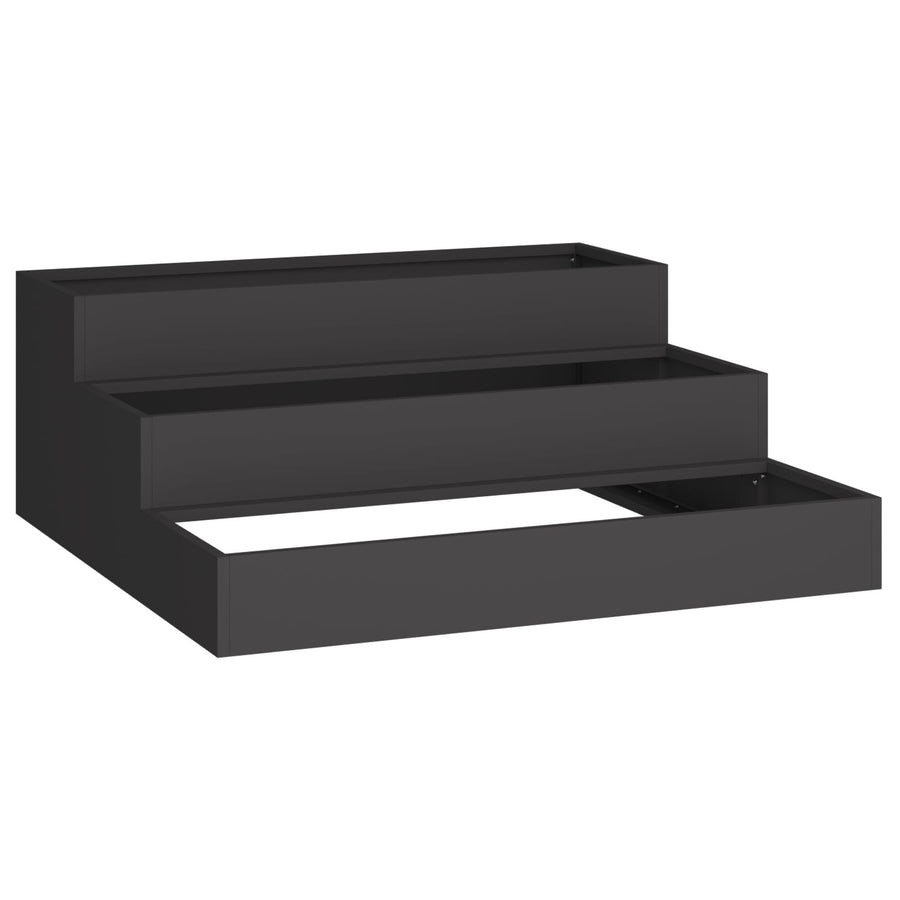 Tuinplanter 3-Laags Staal 90 x 90 x 35 cm Zwart