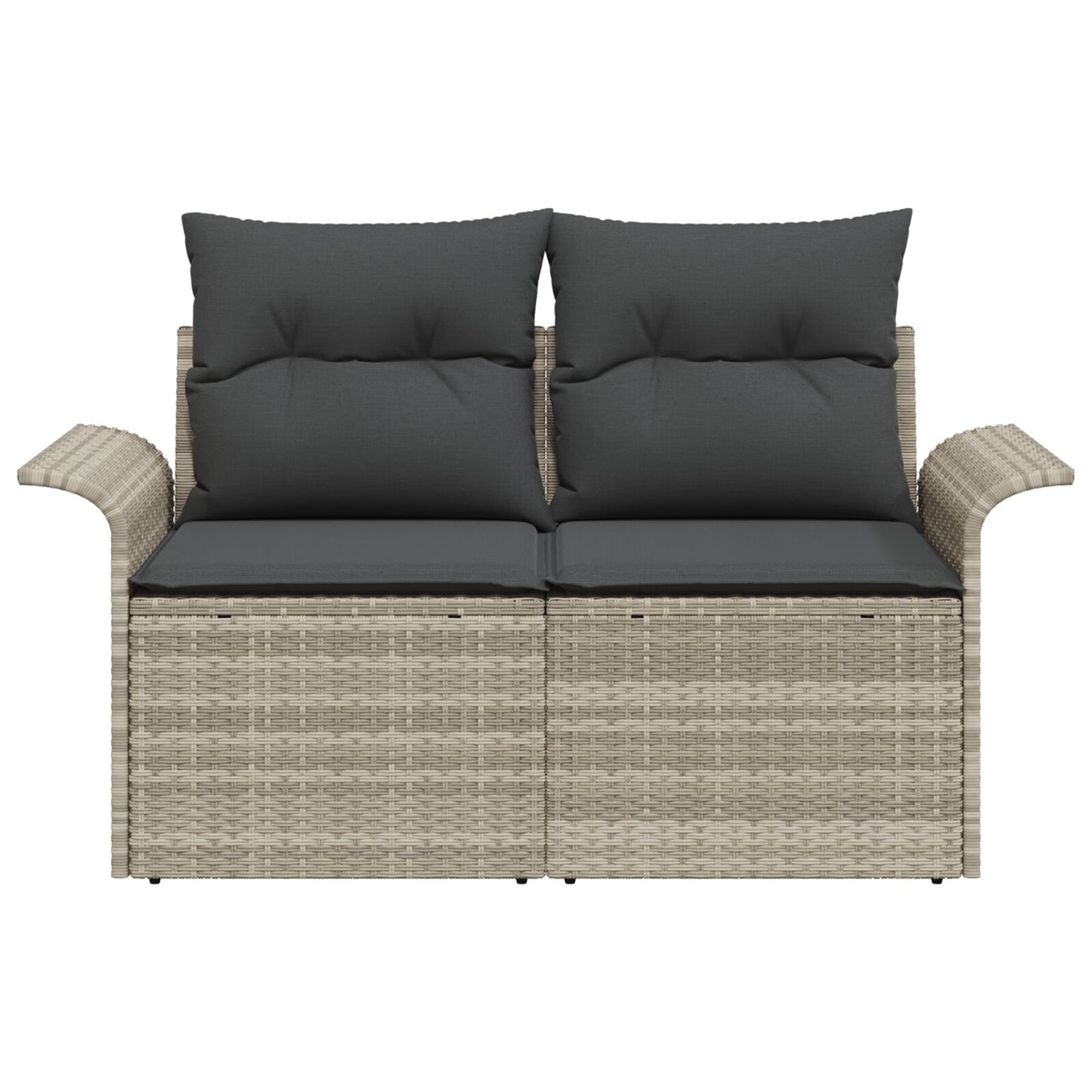 2-Zits Tuin Sofa Met Kussens Poly Rattan Lichtgrijs geen opslag