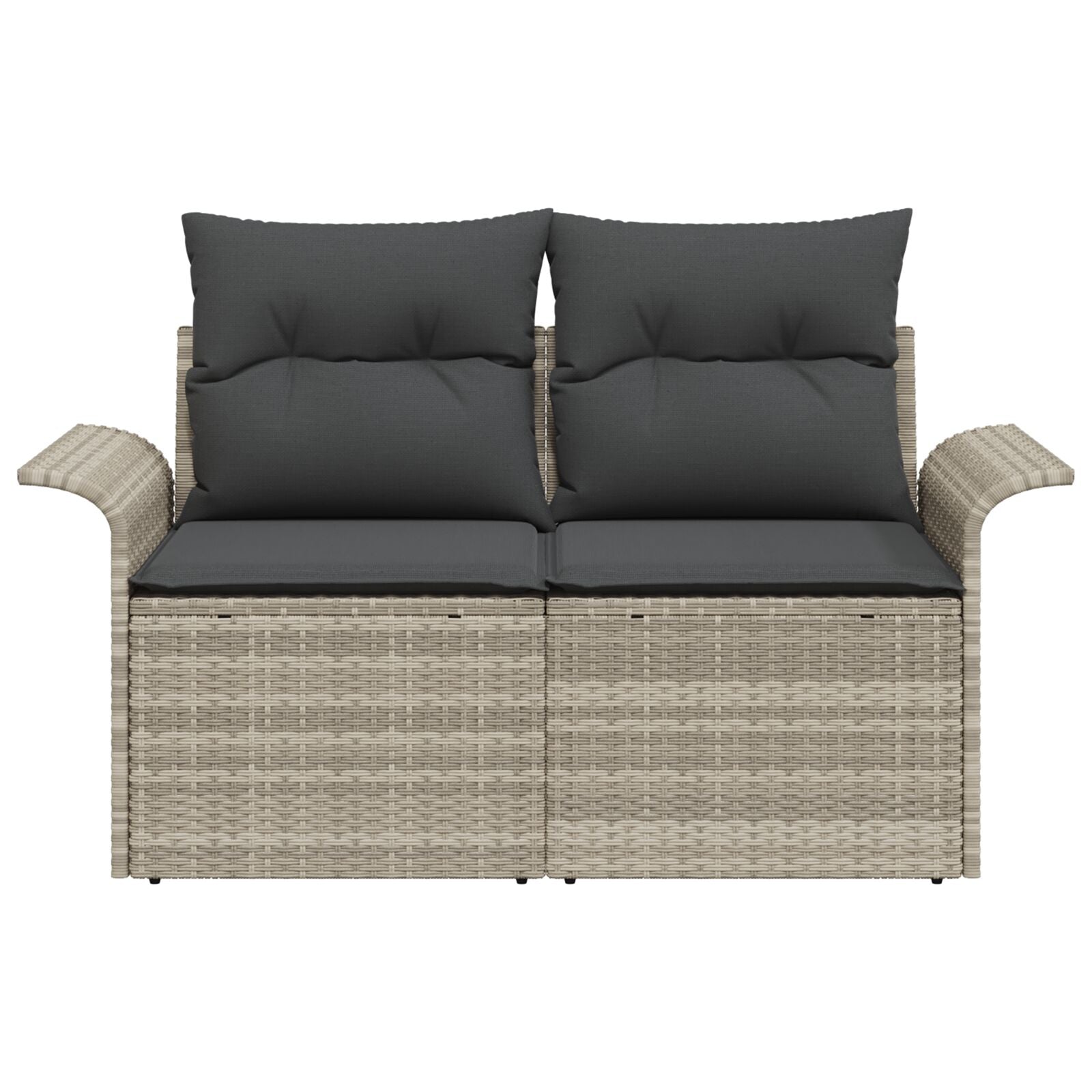 2-Zits Tuin Sofa Met Kussens Poly Rattan Lichtgrijs geen opslag