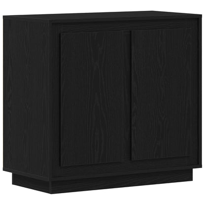 Sideboard Zwart Eiken 80X34X75 Cm Gelaagd Hout