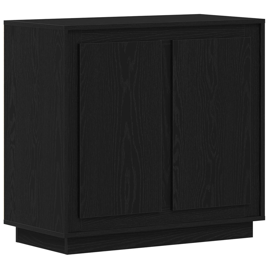 Sideboard Zwart Eiken 80X34X75 Cm Gelaagd Hout