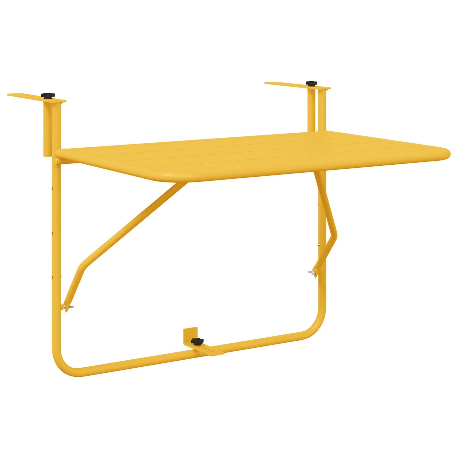 Hangende Balkon Tafel Vouwbaar 60X40 Cm Staal Mosterd Lattenontwerp