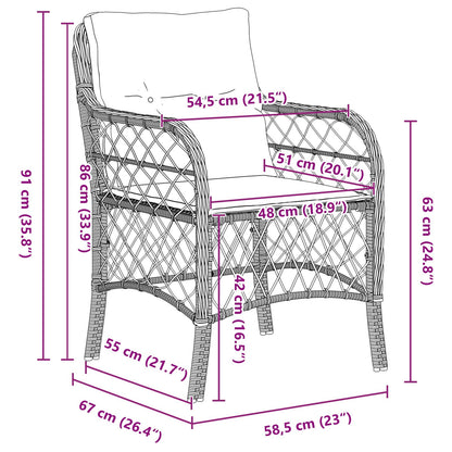 5-Delige Tuin Eettafelset Met Kussens Beige Poly Rattan