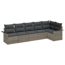 6-Delige Tuinsofa Set Met Kussens Grijze Poly Rattan Grijs zonder tafel