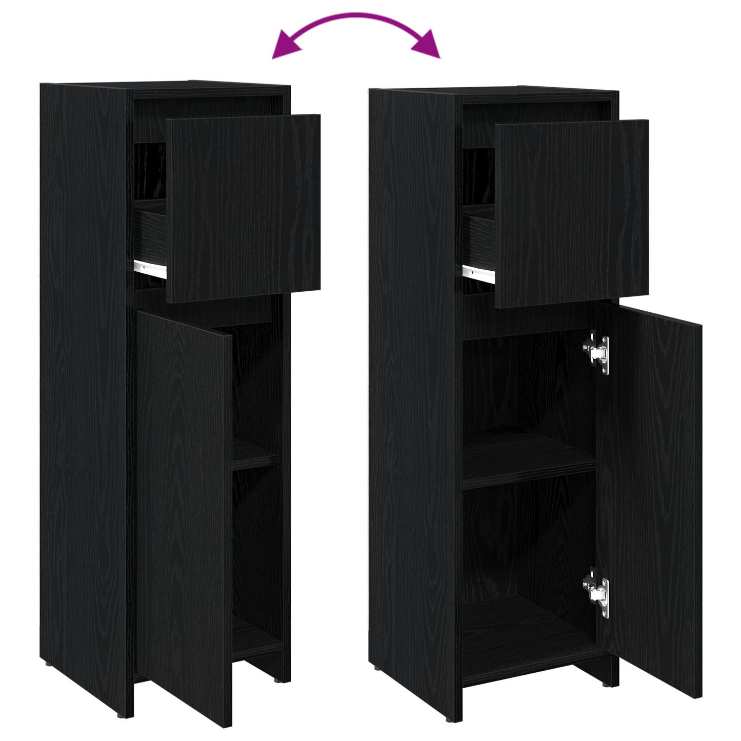 Badmeubel Zwart Eiken 30X30X95 Cm Gemaakt Van Hout