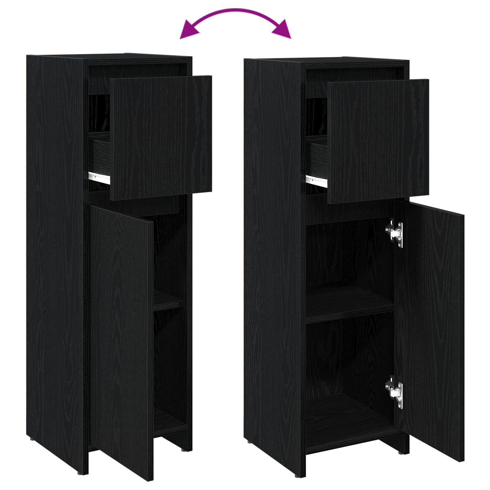 Badmeubel Zwart Eiken 30X30X95 Cm Gemaakt Van Hout