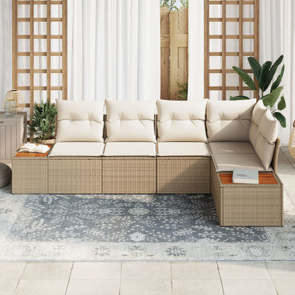 5-Delig Tuinbankstel Met Kussens Beige Poly Rattan Acacia
