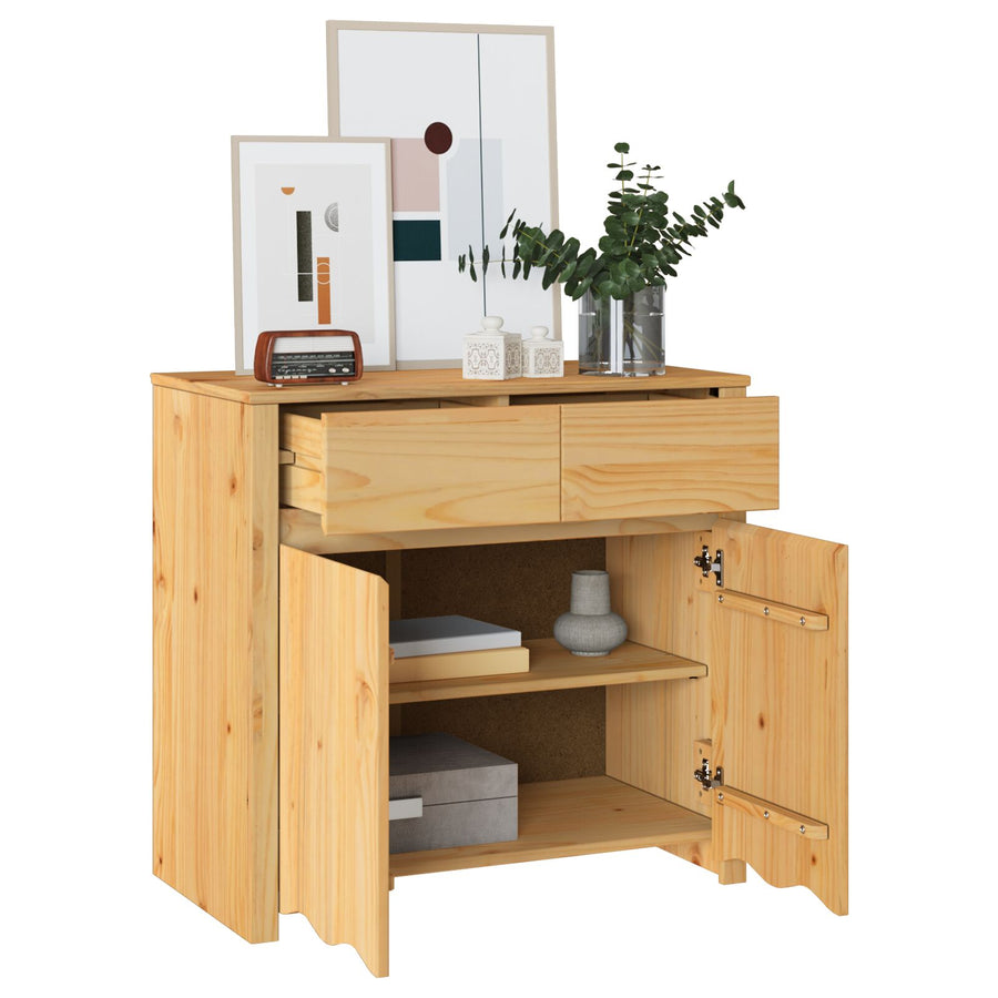 Dressoir ""Drammen"" 79X43X75,5 Cm Massief Hout Grondhout Eiken