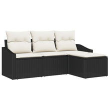 4-Delige Tuinsofa Set Met Kussens Zwart Poly Rattan Gegalvaniseerd Staal