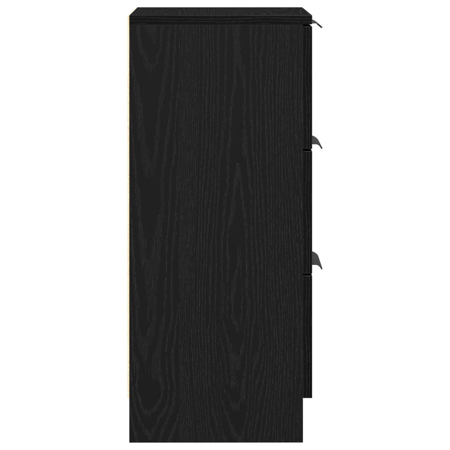 Sideboards 2 Stuks Zwart Eiken 30X30X70 Cm Bewerkt Hout