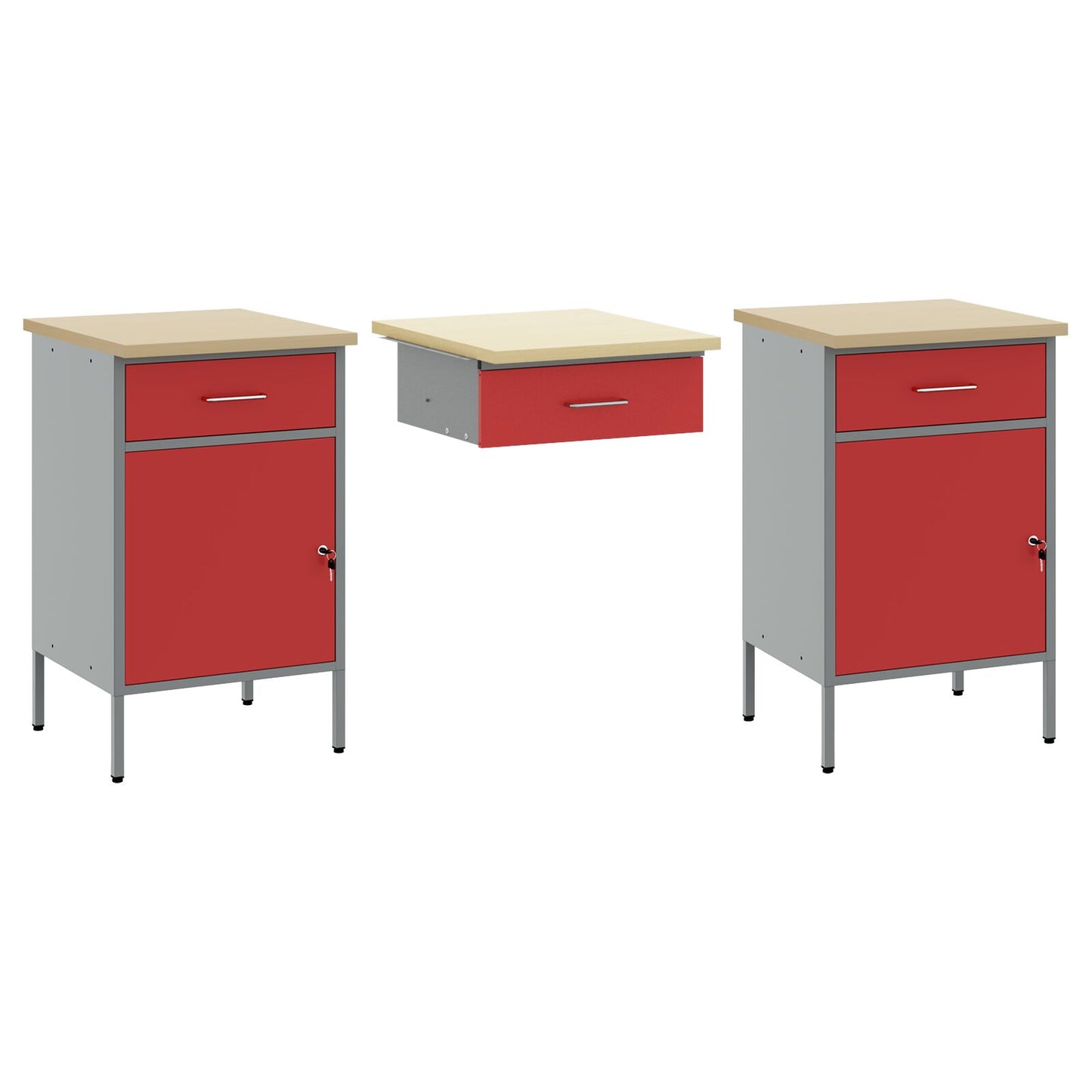 10-Delige Werkbank Set Rood Staal