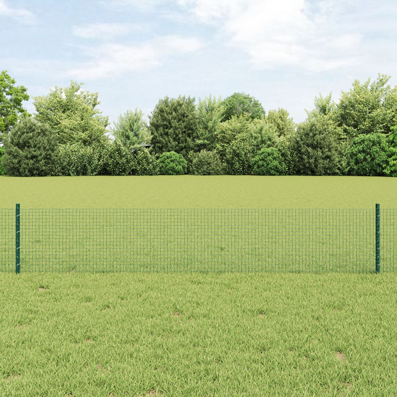 Gelaste Draad Fence Met 5 U-Palen Groen 0.4X10 M Staal