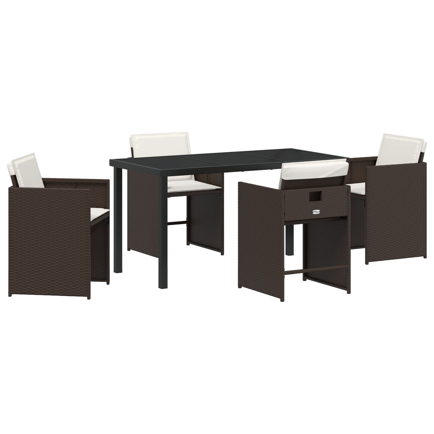 5-Delig Tuin Eetset Met Kussens Bruin Poly Rattan
