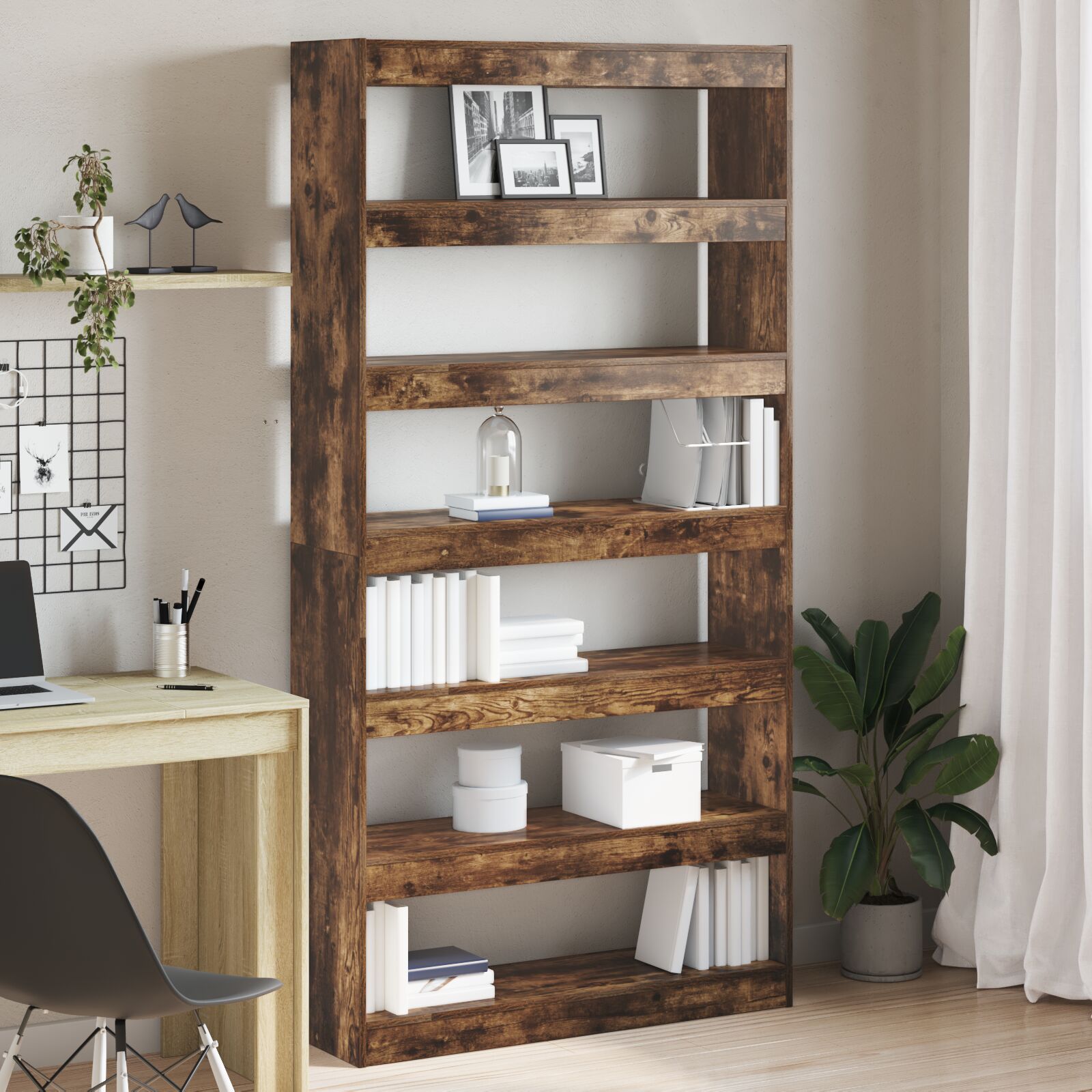 Bruine Boekenkast Bruin Geengineerd Hout 100 X 30 X 198 Cm