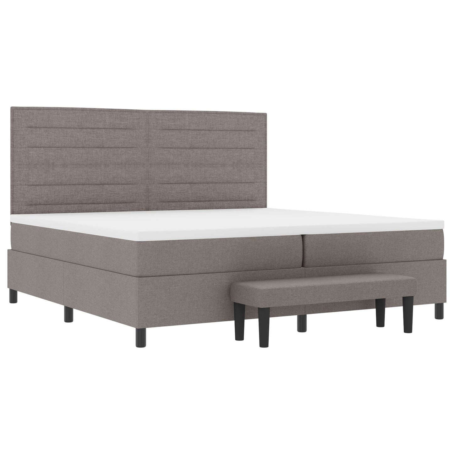 Boxspring Bed Met Matras & Bank Stof Taupe 200 x 200 cm Lijnen ontwerp