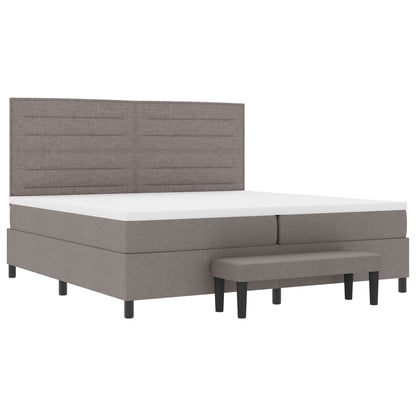 Boxspring Bed Met Matras & Bank Stof Taupe 200 x 200 cm Lijnen ontwerp