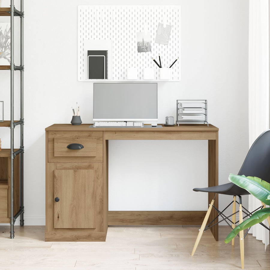Bureau Met Opbergruimte 50X115X75 Cm Engineered Hout Artisan eiken