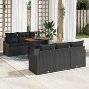 Tuinset poly rotan 7-delig zwart