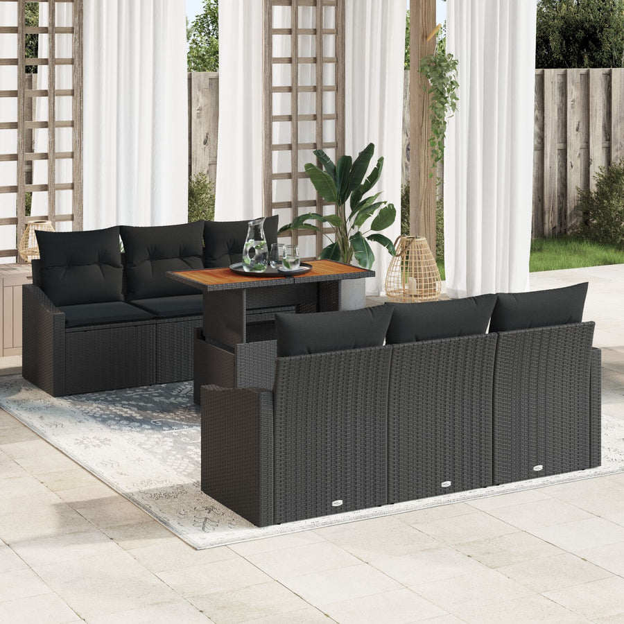 Tuin Sofa Set Set Van 7 Zwart Rattan Buiten Sofa Set