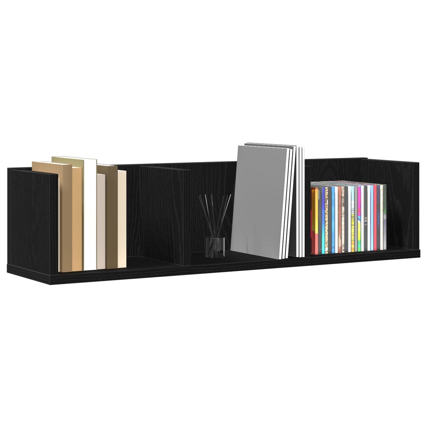 Cd Wandrek Zwart Eiken 75X18X18 Cm Behandeld Hout