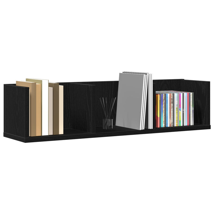 Cd Wandrek Zwart Eiken 75X18X18 Cm Behandeld Hout