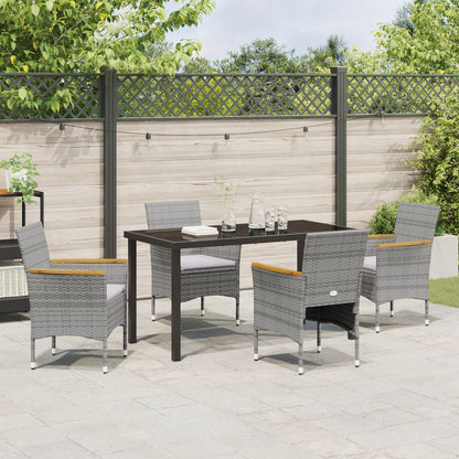5-Delige Tuin Eetset - Grijs Poly Rattan