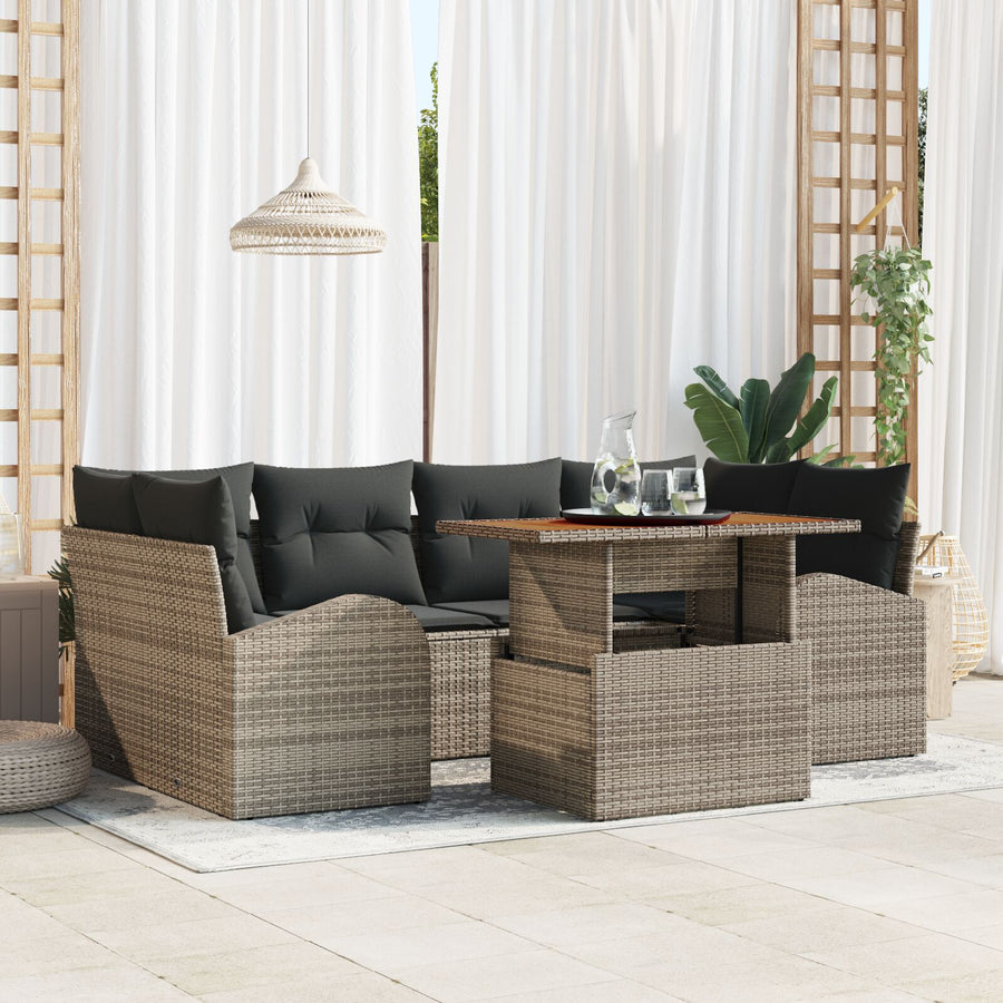 Tuin Sofa Set Set Van 7 Grijs, Zwart Aluminium, Olefin