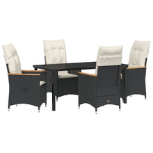 5-Delige Tuin Eettafel Set Met Kussens - Zwart Poly Rattan