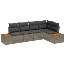 5-Delige Tuin Sofa Set Met Kussens Grijs Poly Rattan Acacia