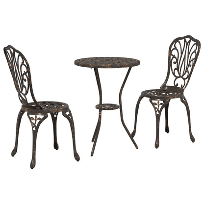 3-Delige Tuin Bistro Set Gietaluminium Brons