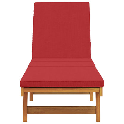 Met Wielen En Kussen - Massief Hout 1 Rood Zonnebank