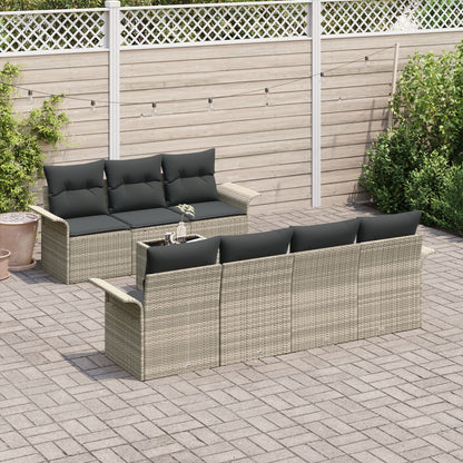 8 Delige Tuin Sofa Set Met Kussens Licht Grijs Poly Riet