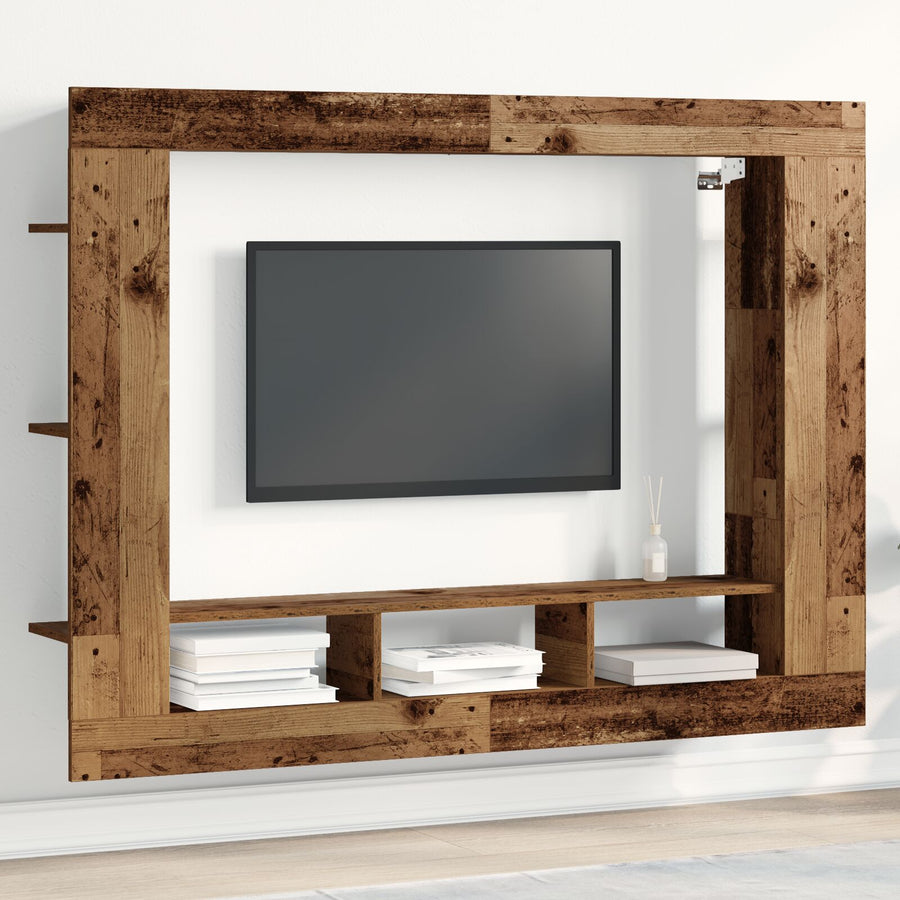 Tv Kast Muurbevestigd 152X22X113 Cm Oud Hout