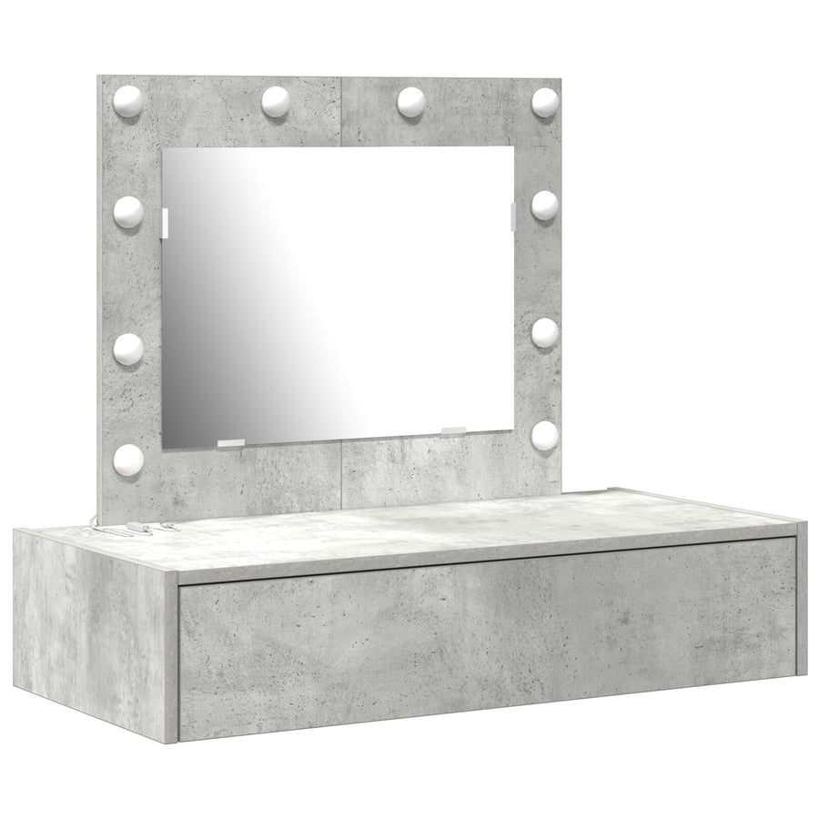 Wandgemonteerde Kaptafel Lichten 83 x 40 x 70 cm Betonnen grijs met LED