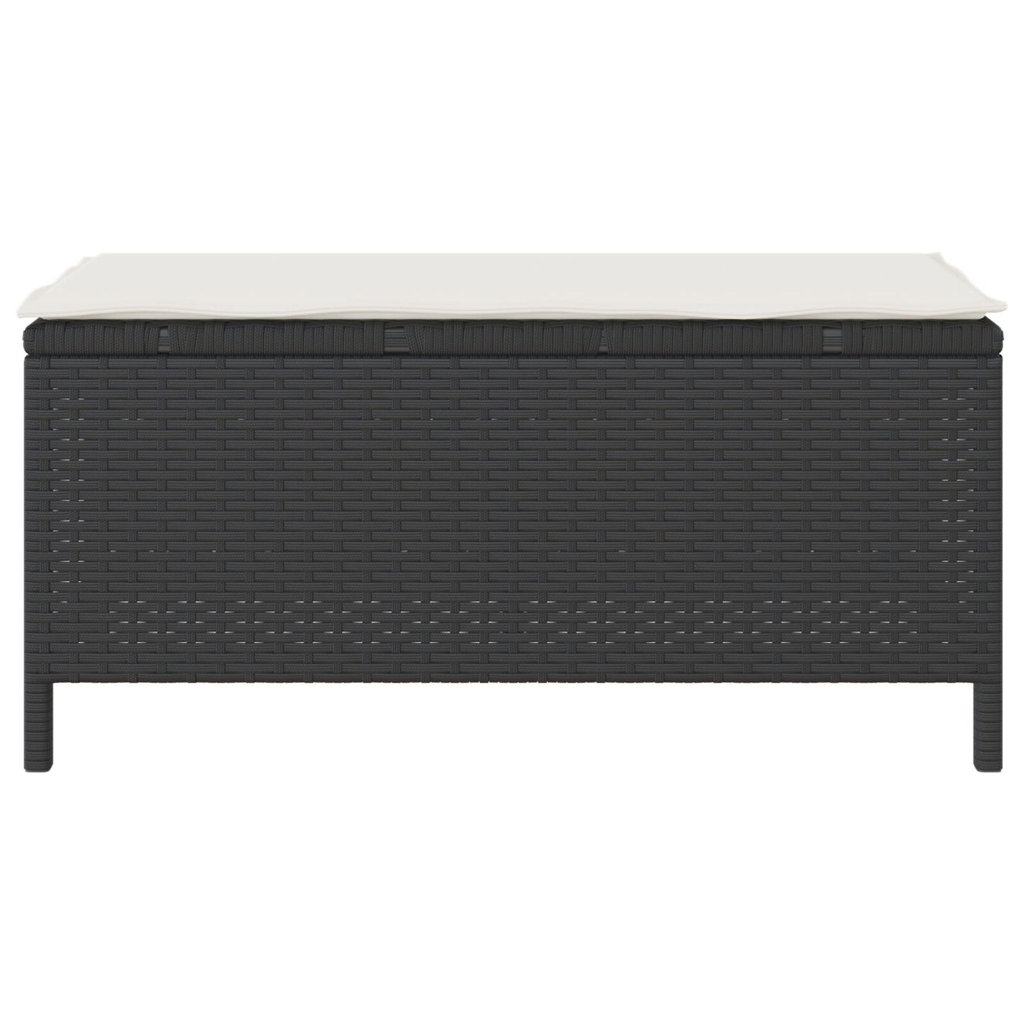 3-Delige Tuin Eettafel Set Met Kussens Poly Rattan Acacia 100 cm Zwart en crème 2 krukken