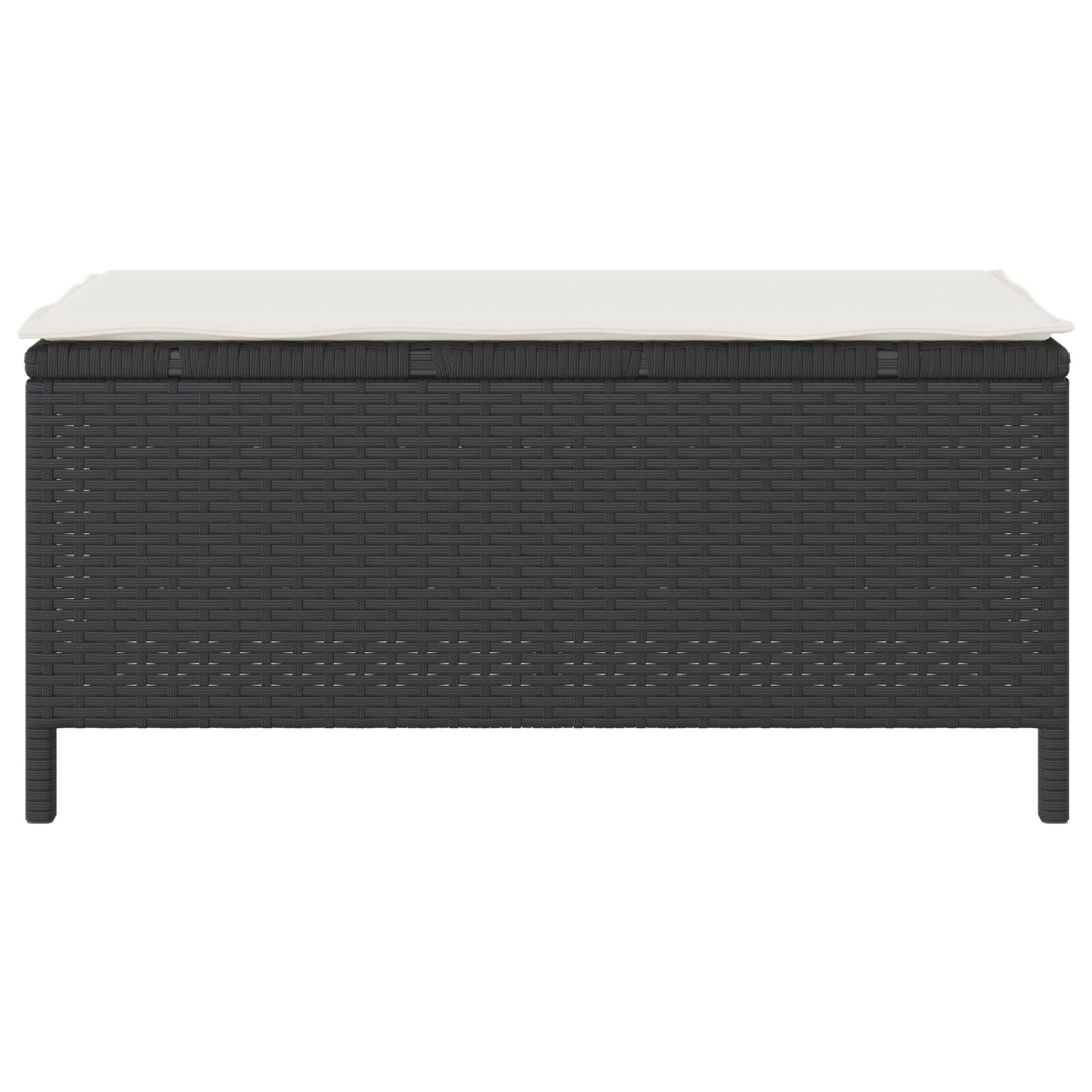 3-Delige Tuin Eettafel Set Met Kussens Poly Rattan Acacia 100 cm Zwart en crème 2 krukken