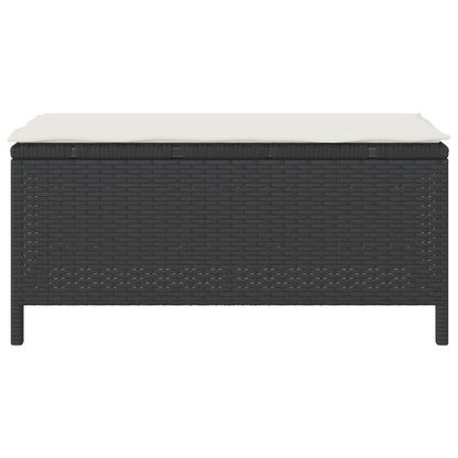3-Delige Tuin Eettafel Set Met Kussens Poly Rattan Acacia 100 cm Zwart en crème 2 krukken