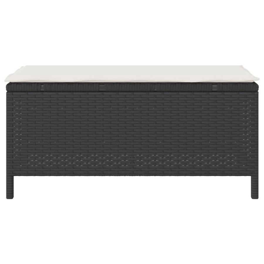 3-Delige Tuin Eettafel Set Met Kussens Poly Rattan Acacia 100 cm Zwart en crème 2 krukken