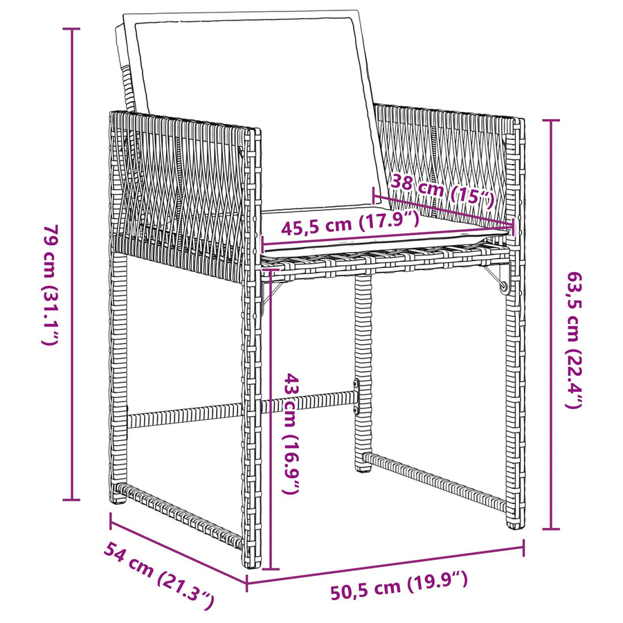 5-Delig Tuin Eetset Met Kussens Beige Poly Rattan