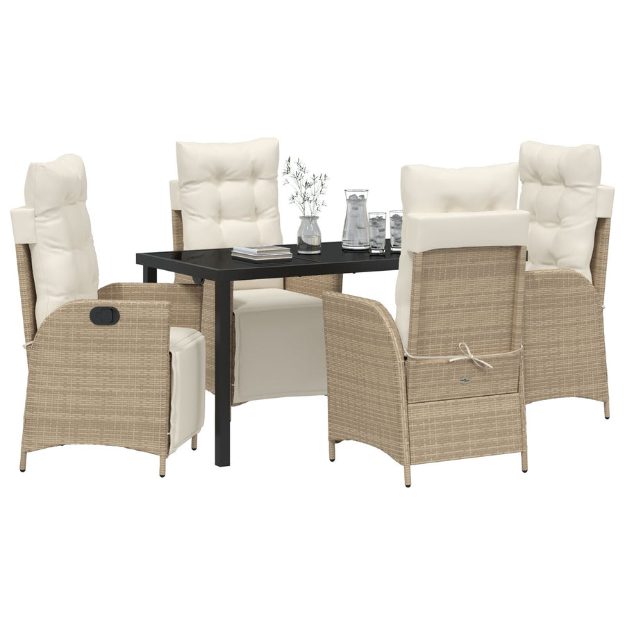 5 Delige Tuin Eetset Beige Poly Rattan