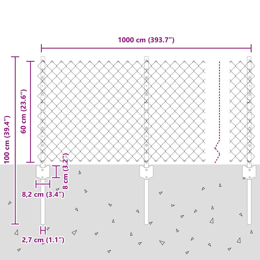 Kettinghek Met 10 U-Palen Groen 0.6X10 M Staal