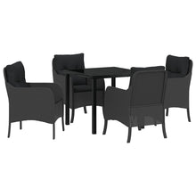 5-Delige Tuindining Set Met Kussens - Zwart Poly Rattan