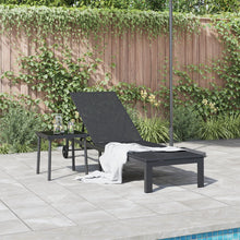 Zonnebed Met Wielen Poly Rattan Zwart 200 x 54 x 27.5 cm