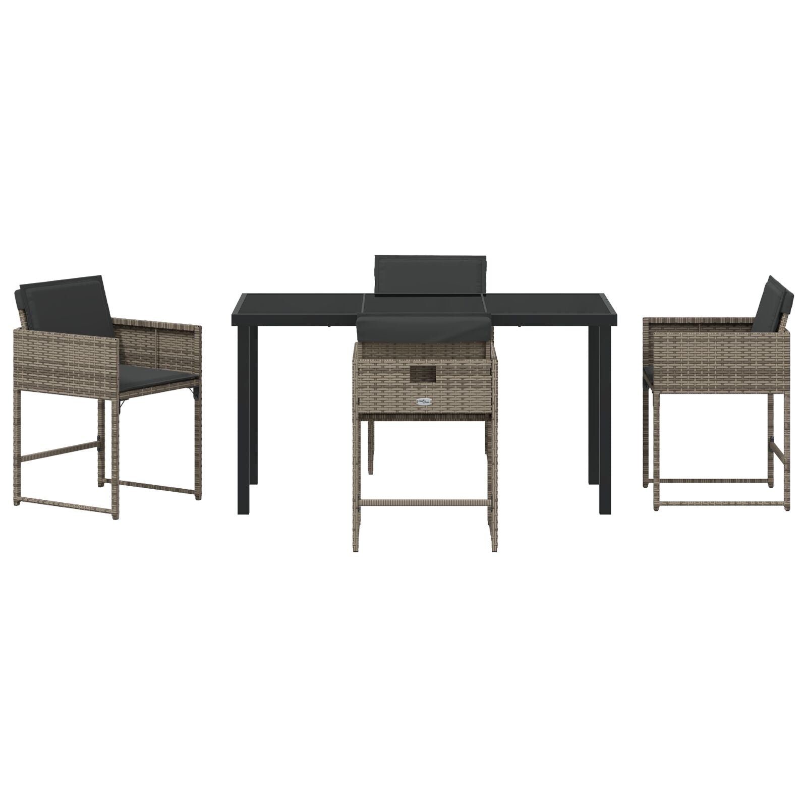 5-Delige Tuin Eetset Met Kussens Grijs Poly Rattan
